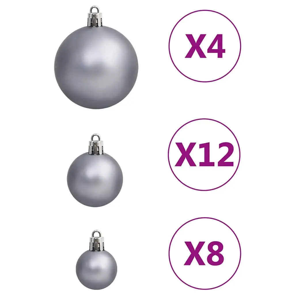 Christmas Bauble Set 111 Piece Shatterproof Ornaments White Grey