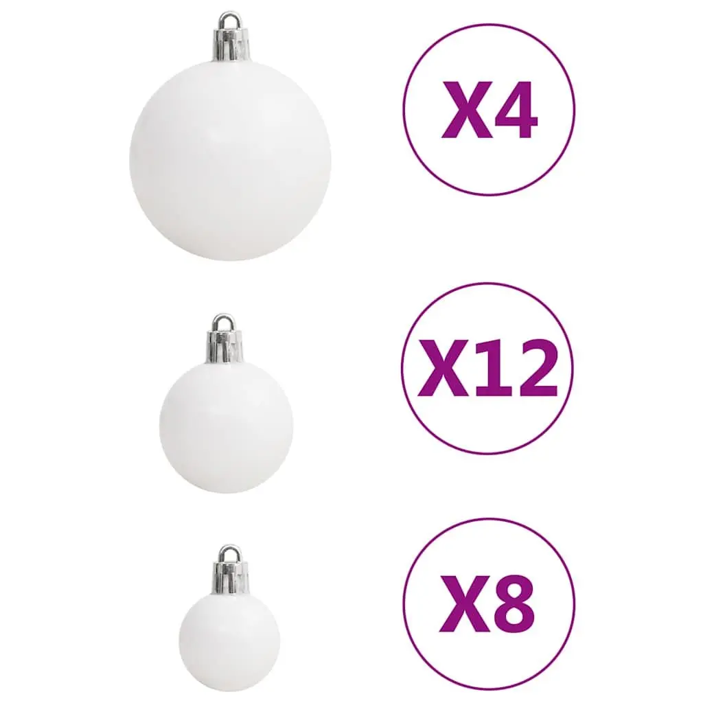 Christmas Bauble Set 111 Piece Shatterproof Ornaments White Grey