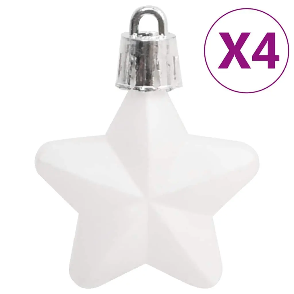 Christmas Bauble Set 111 Piece Shatterproof Ornaments White Grey