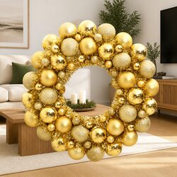 Durable Gold Christmas Wreath 45cm for Your Holiday