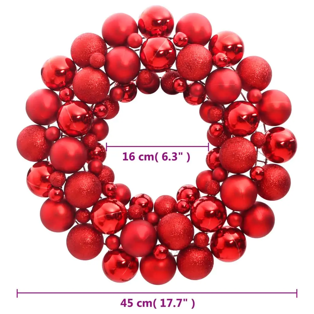 Christmas Wreath Holiday Decoration 45cm Red Seasonal Ornament
