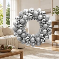 Warm and Practical 45cm Silver Christmas Wreath
