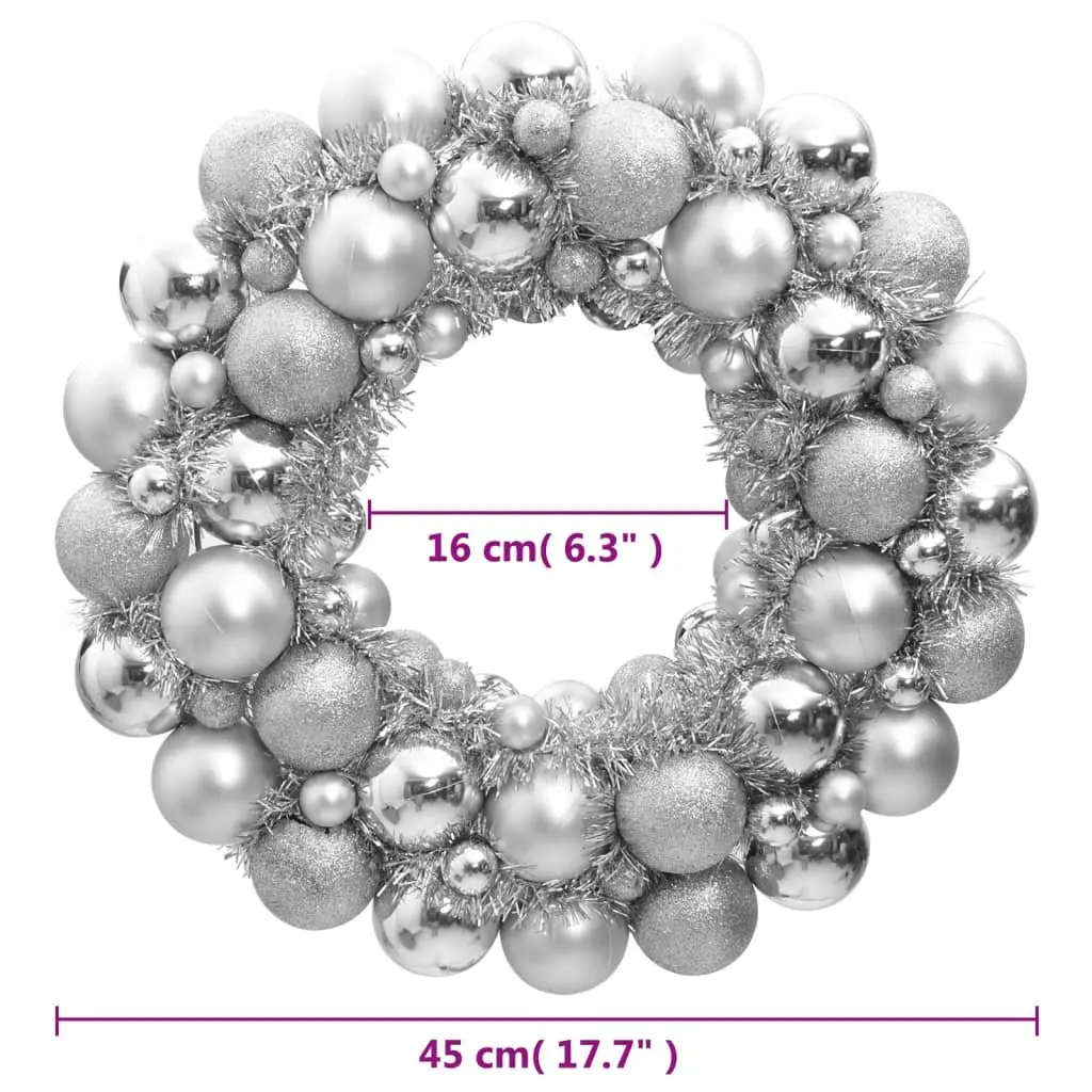 Christmas Wreath Holiday Decoration 45cm Silver