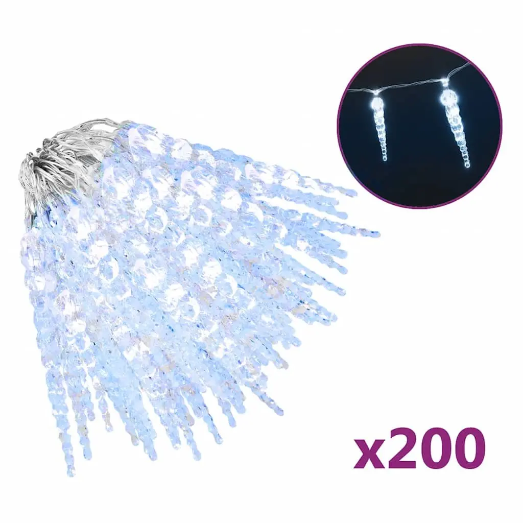 Christmas Icicle Light 200 LEDs Cold White 20m Indoor Outdoor Holiday Decoration