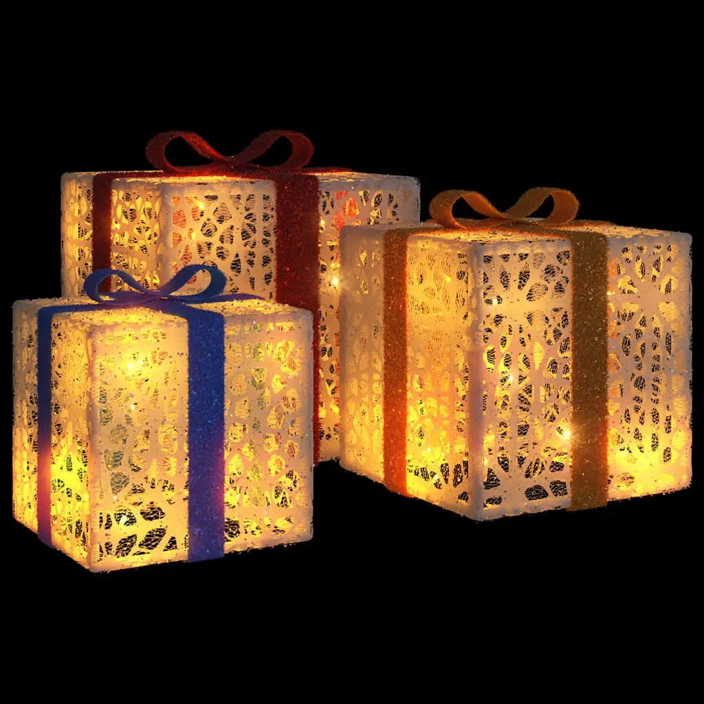 Christmas Decorative Boxes LED Warm White Set of 3 Holiday Lighting