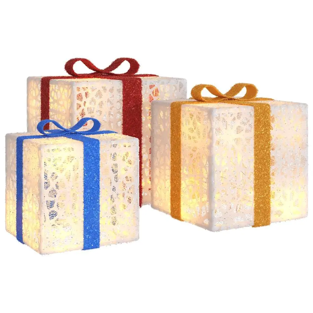 Christmas Decorative Boxes LED Warm White Set of 3 Holiday Lighting