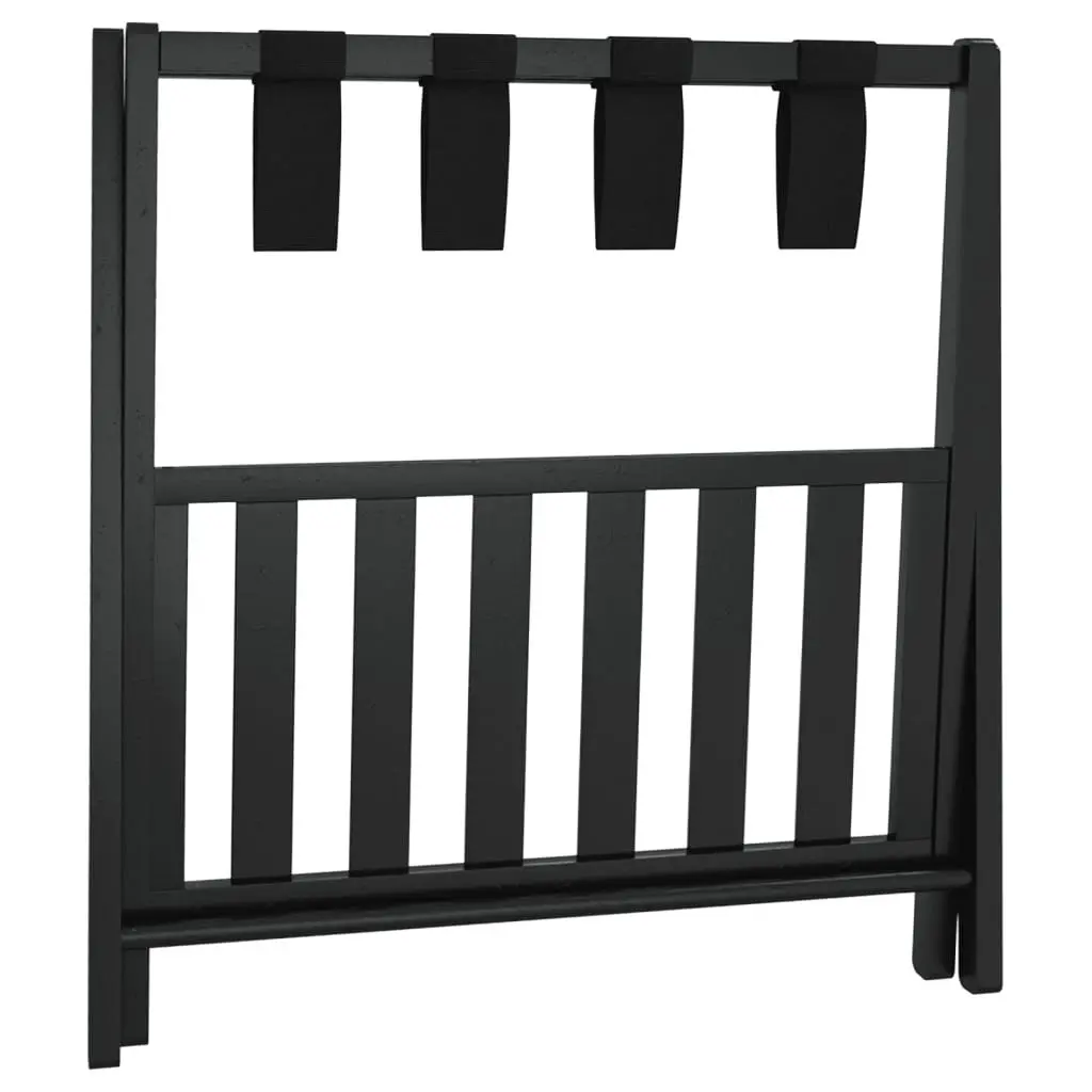 Luggage Rack Bamboo Black Foldable Storage Stand Two Shelf Suitcase Holder