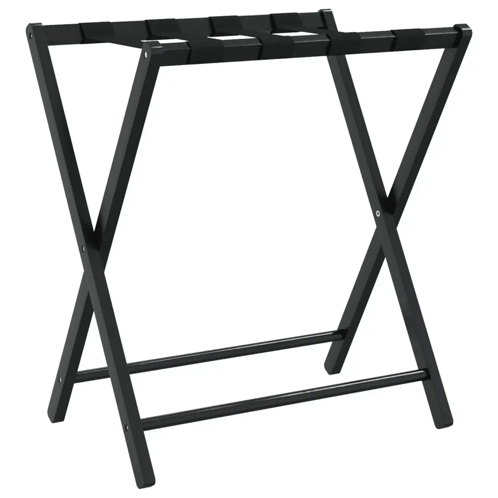 Luggage Rack Foldable Suitcase Stand Black Bamboo 68.5 x 38 x 58 cm