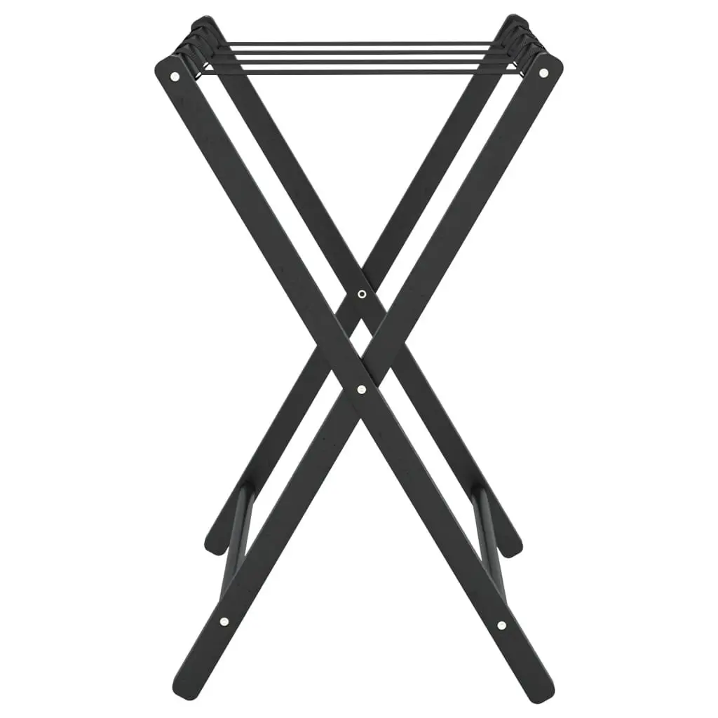 Luggage Rack Foldable Suitcase Stand Black Bamboo 68.5 x 38 x 58 cm