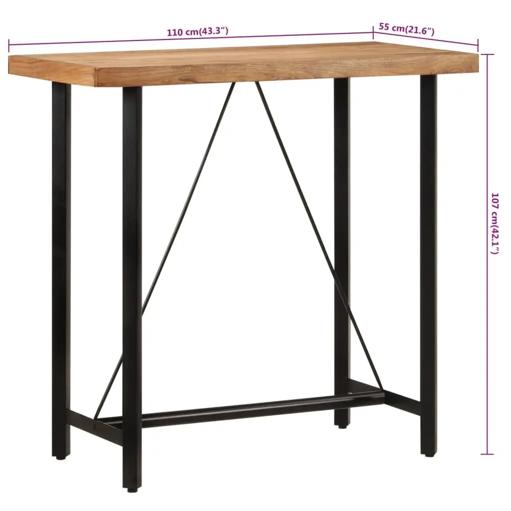 Bar Table with Solid Acacia Wood and Iron Frame