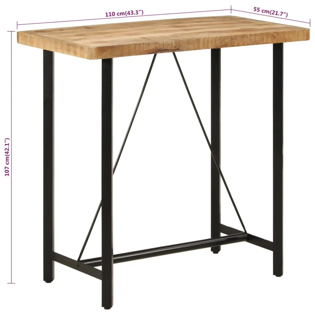 Bar Table Solid Wood Mango Iron Frame 110x55x107 cm Brown