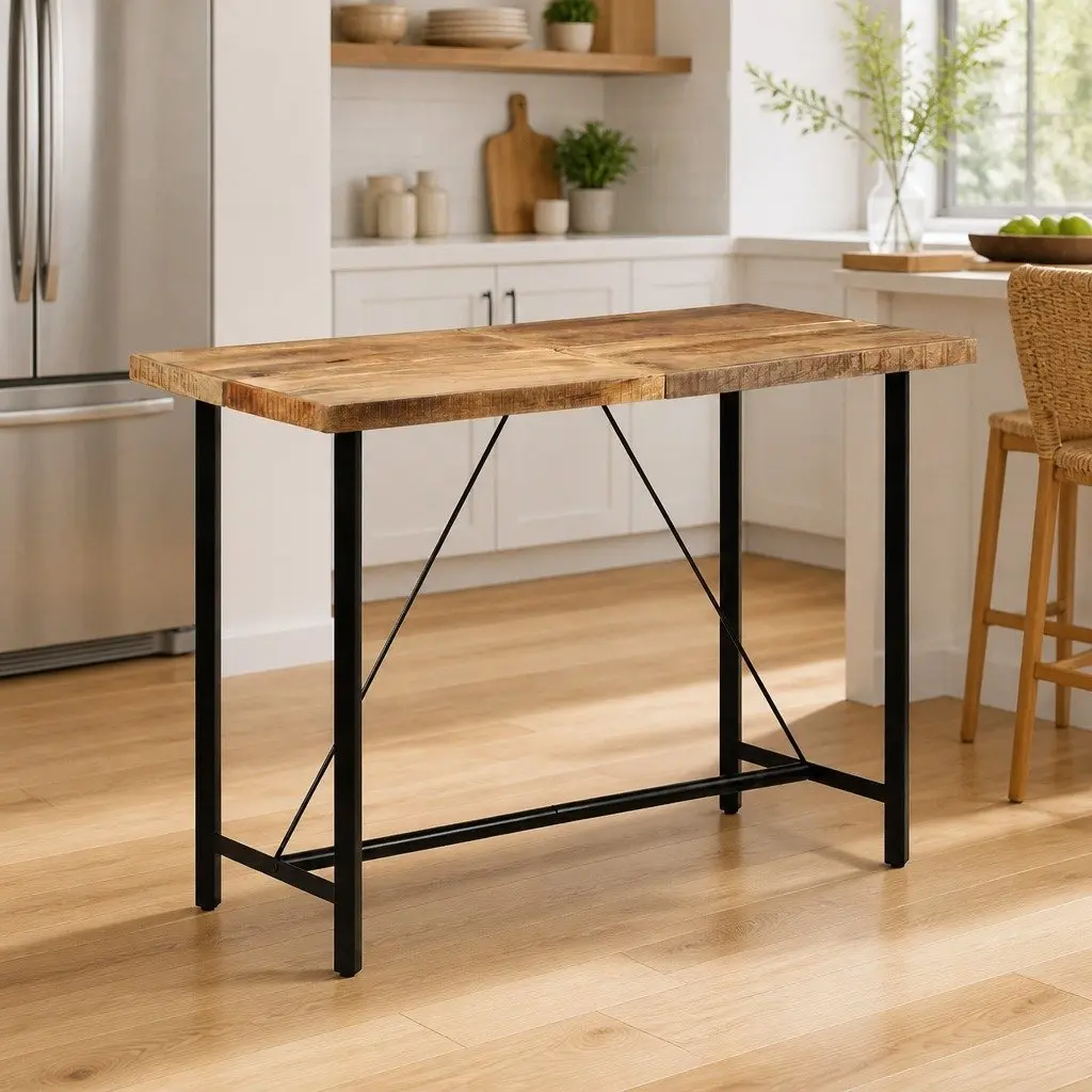 Bar Table with Mango Wood and Iron Frame