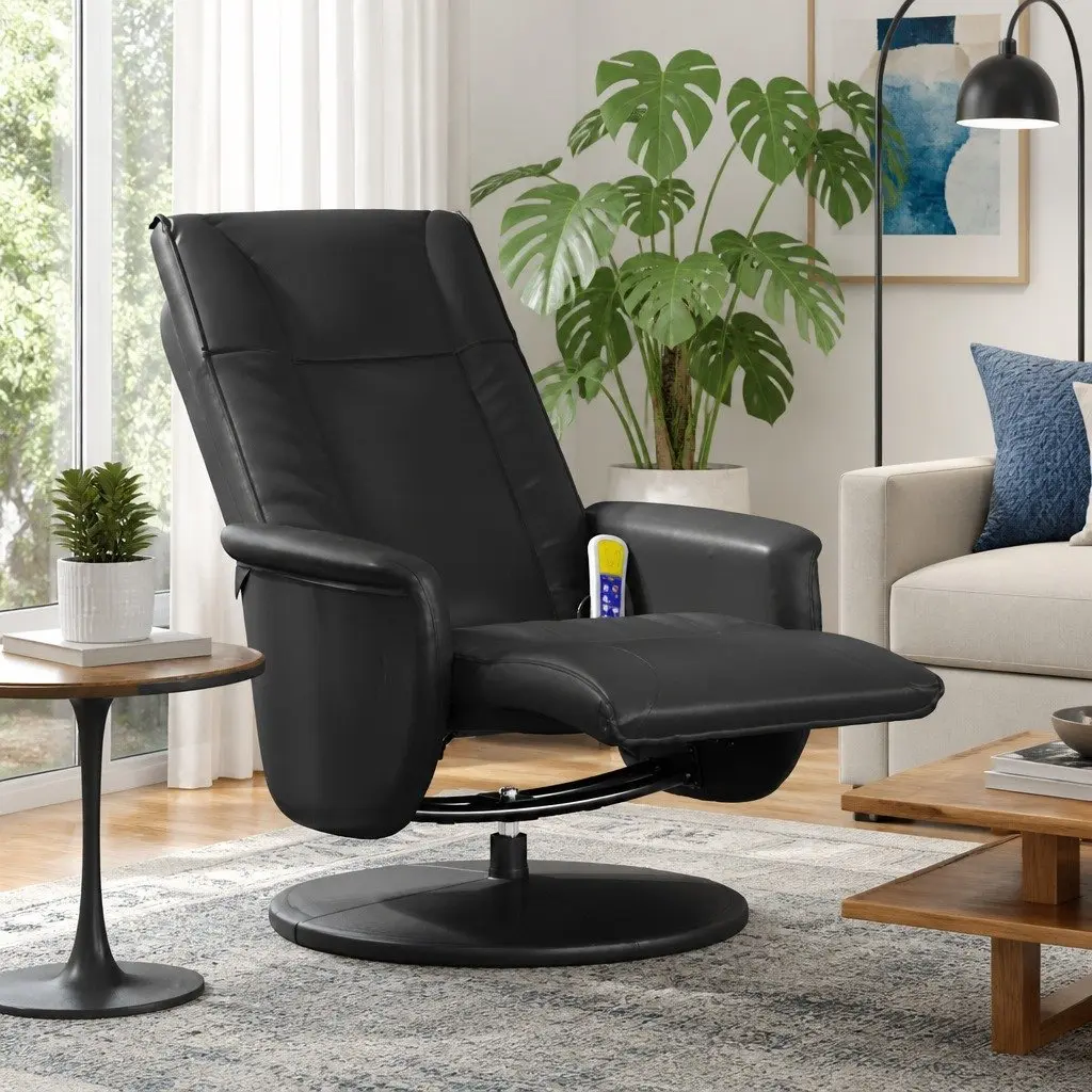 Massage Recliner Chair in Black Faux Leather
