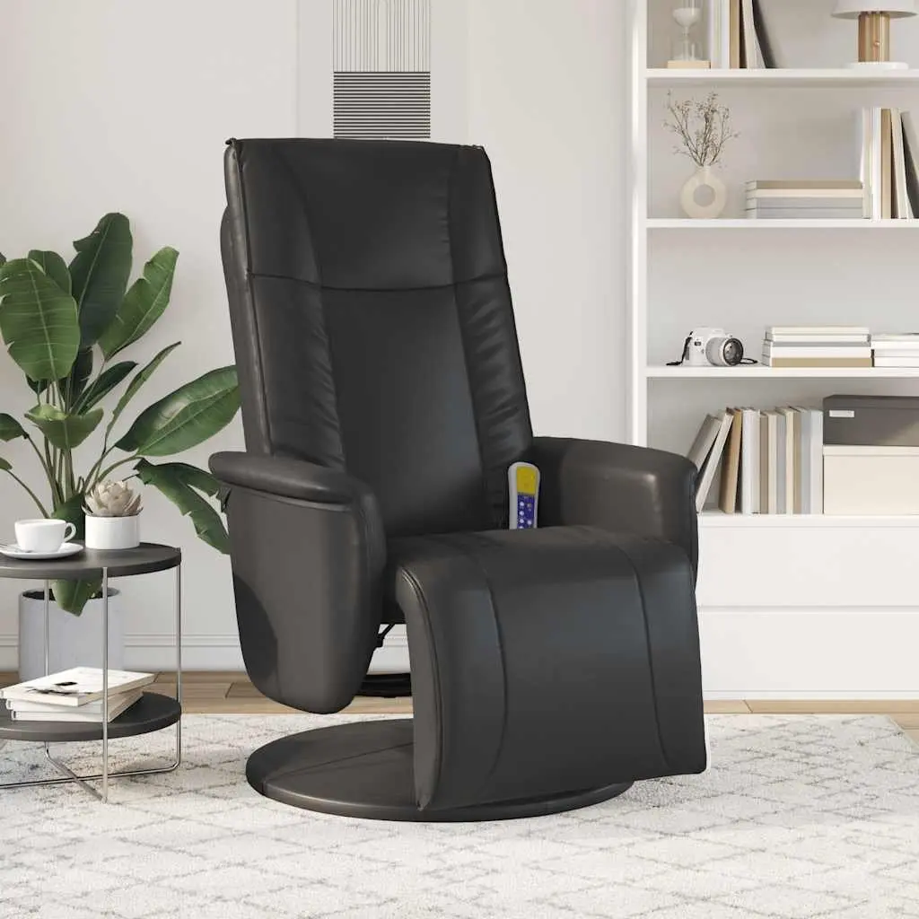 Massage Recliner Chair in Black Faux Leather