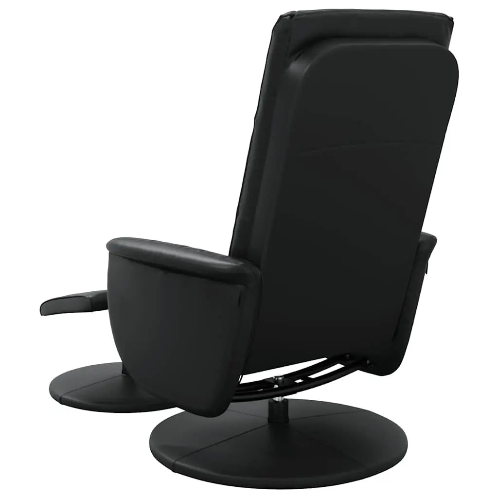 Massage Recliner Chair Vibration Function 360 Degree Swivel Faux Leather Black with Footstool