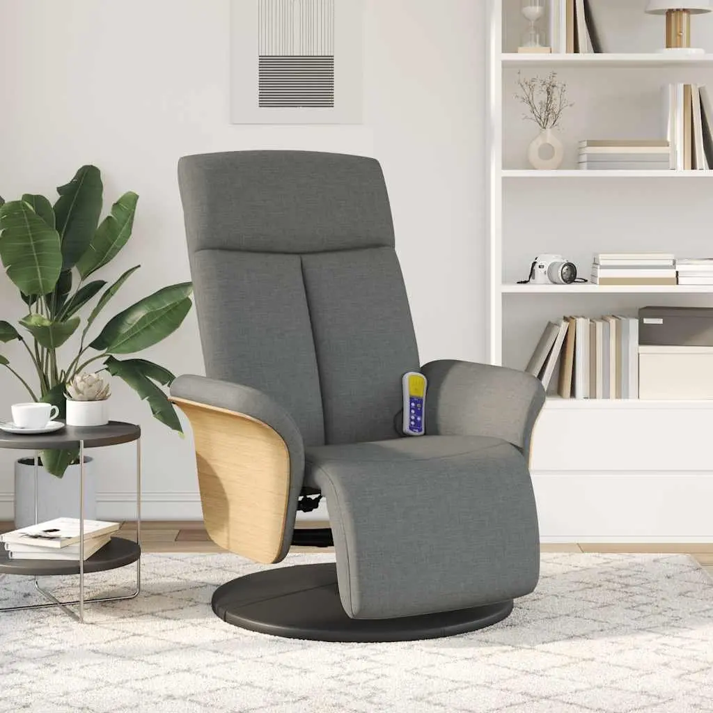 Recliner Chair Massage Function Adjustable Backrest Footrest Swivel Grey