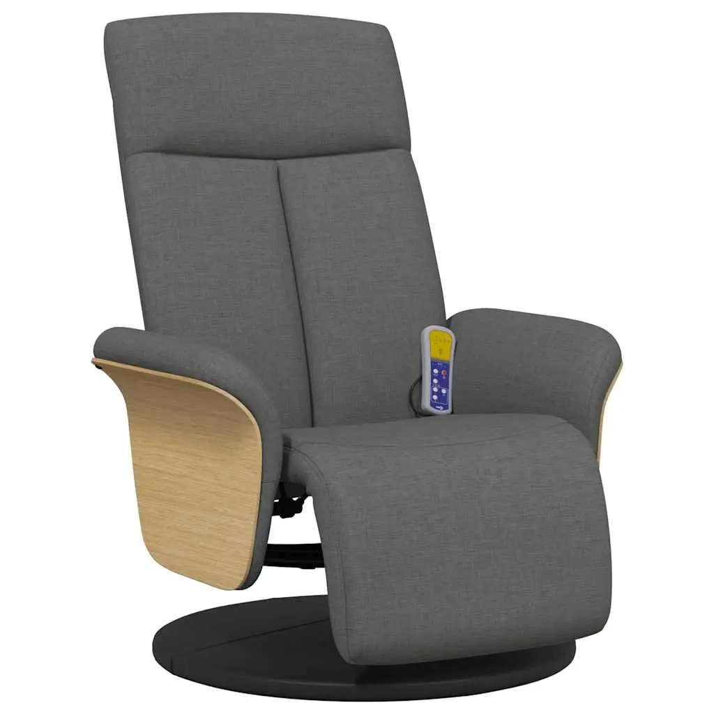 Recliner Chair Massage Function Adjustable Backrest Footrest Swivel Grey