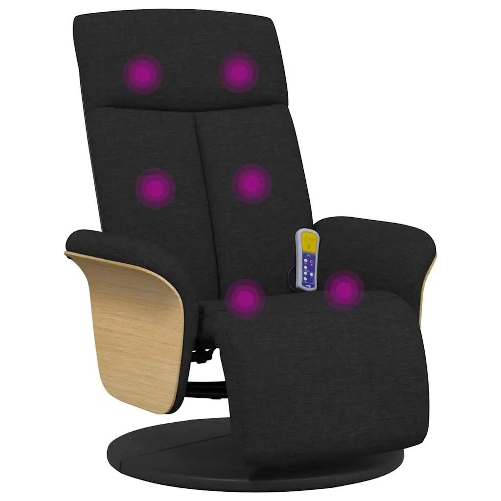 Massage Recliner Chair Vibration Function Adjustable Backrest Footrest 360 Degree Swivel Black