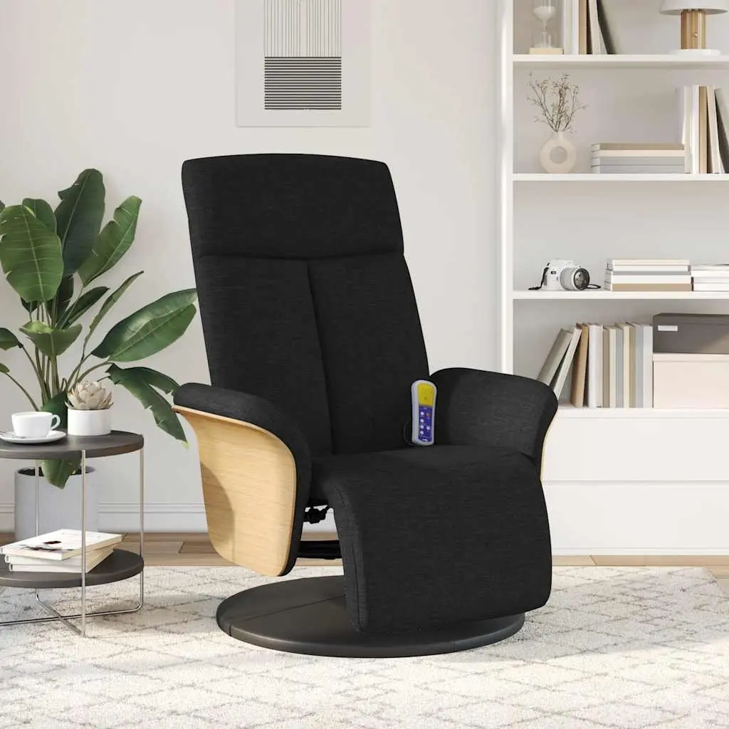 Massage Recliner Chair Vibration Function Adjustable Backrest Footrest 360 Degree Swivel Black