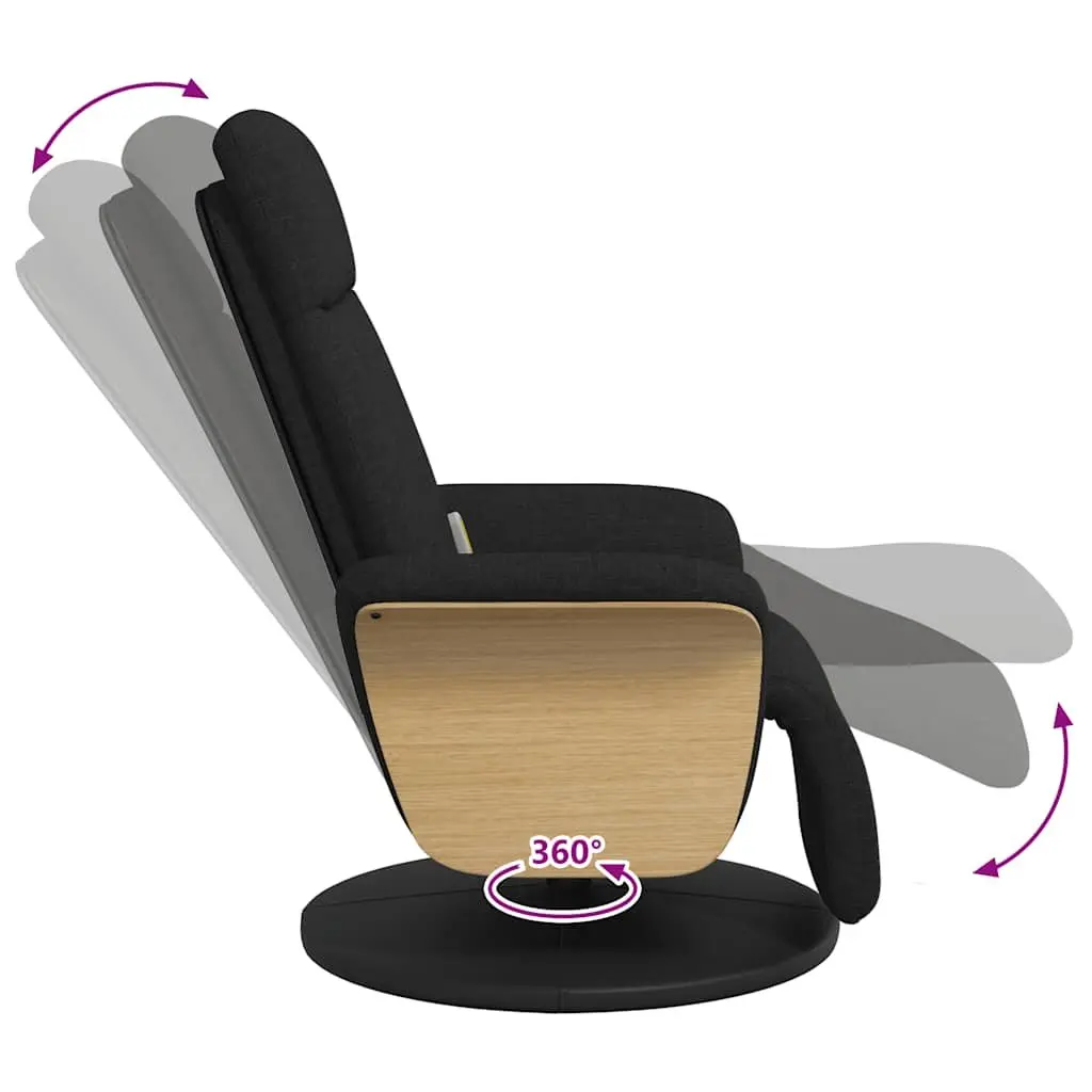 Massage Recliner Chair Vibration Function Adjustable Backrest Footrest 360 Degree Swivel Black