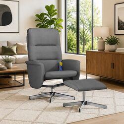 Comfortable Grey Fabric Recliner Chair with Massage Benefits