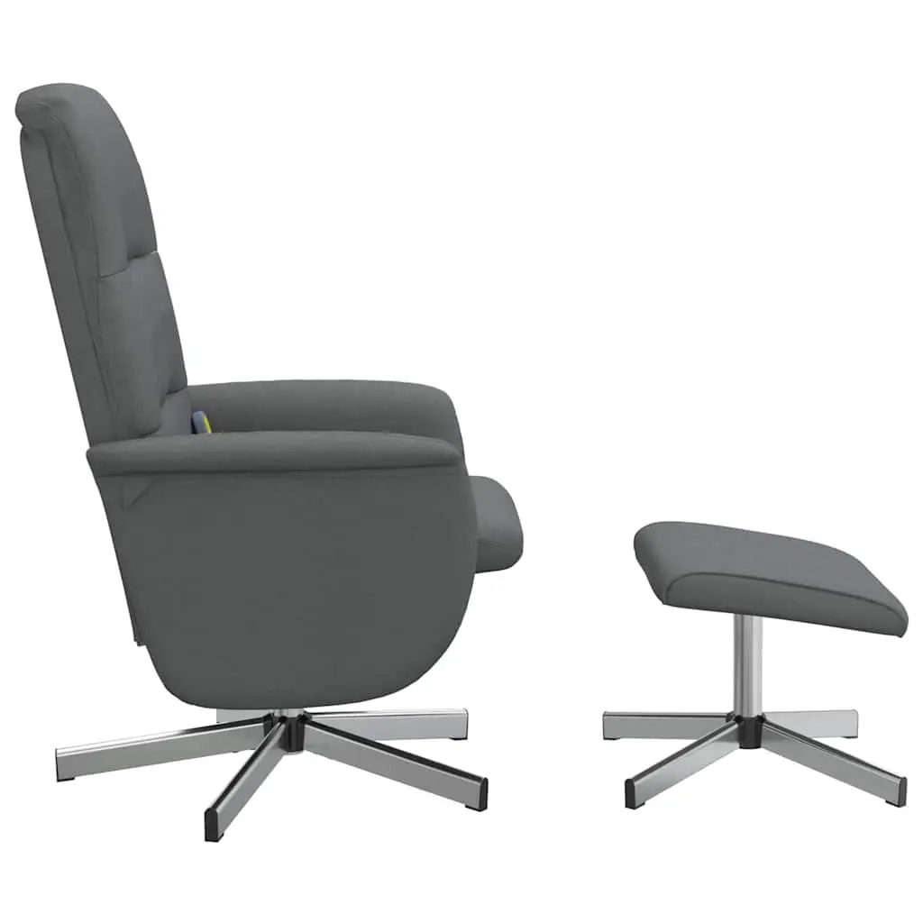 Massage Recliner Chair Manual Reclining 360 Swivel Grey Fabric with Footstool