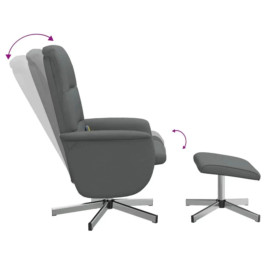 Massage Recliner Chair Manual Reclining 360 Swivel Grey Fabric with Footstool