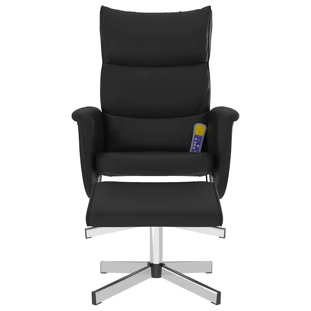 Massage Recliner Chair Vibration Therapy Faux Leather Black with Footstool