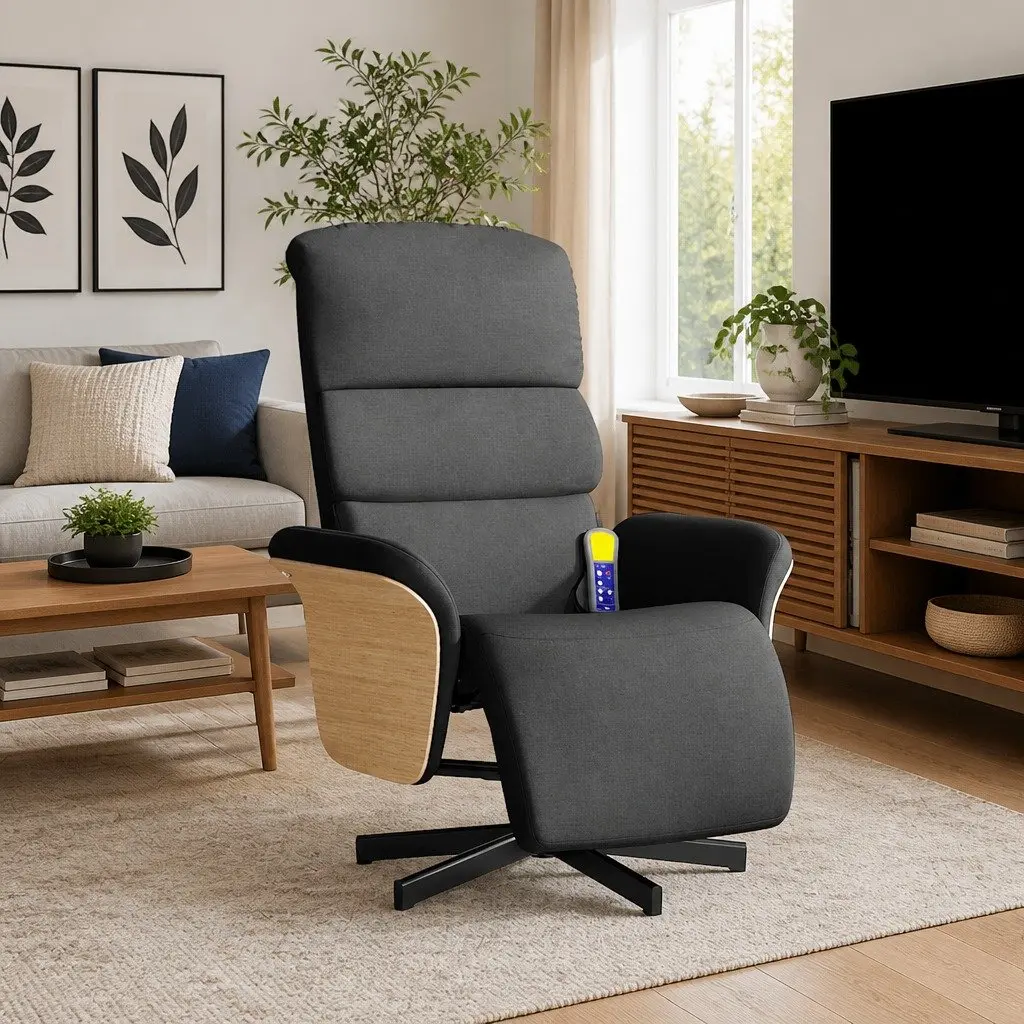 Massage Recliner Chair with Footrest Vibration Function 360 Swivel Grey