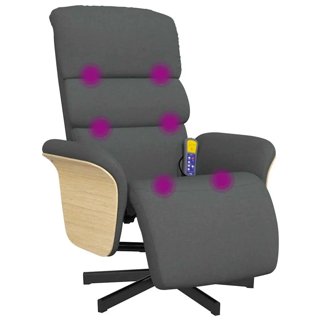 Massage Recliner Chair with Footrest Vibration Function 360 Swivel Grey