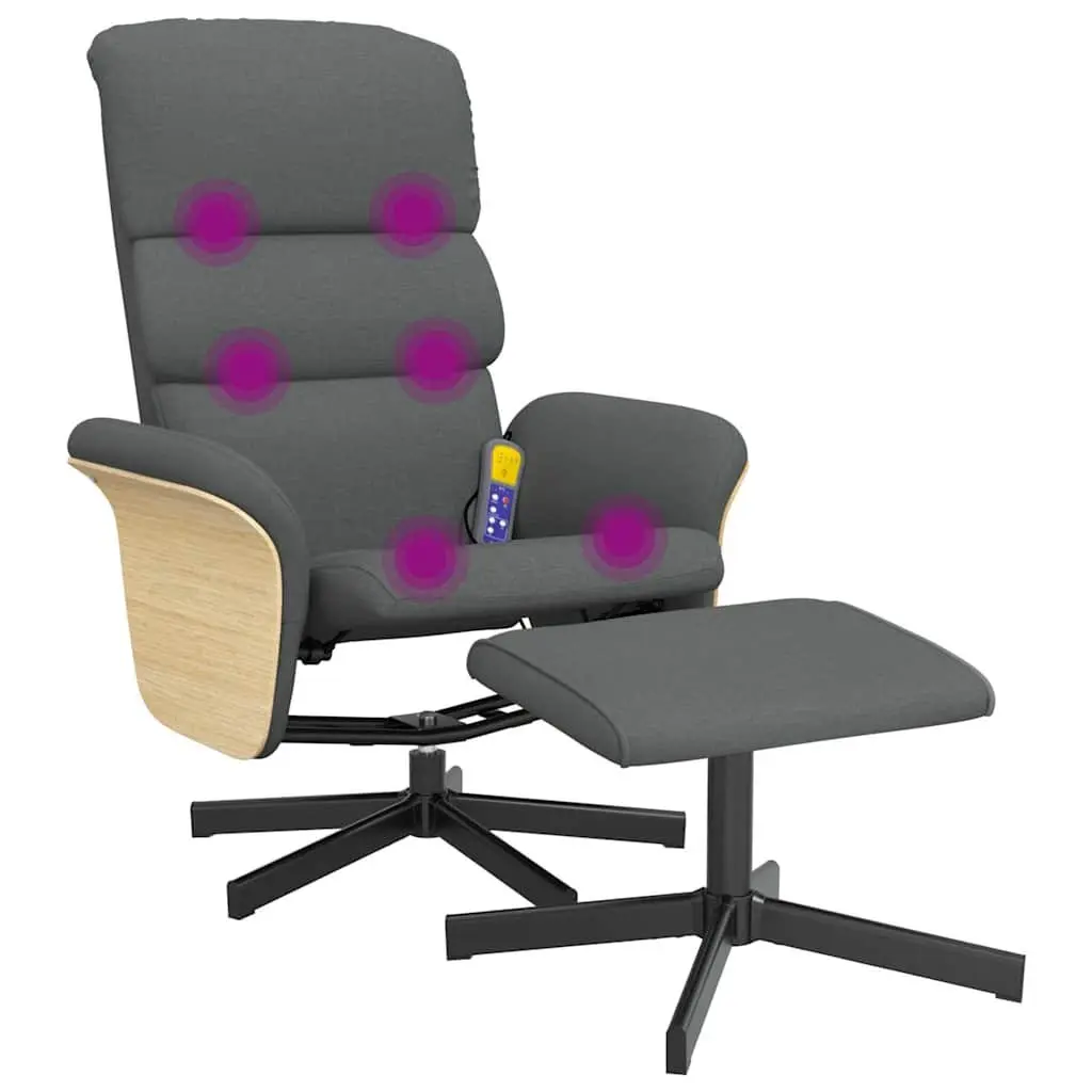 Massage Recliner Chair Vibration Therapy Adjustable Dark Grey with Footstool