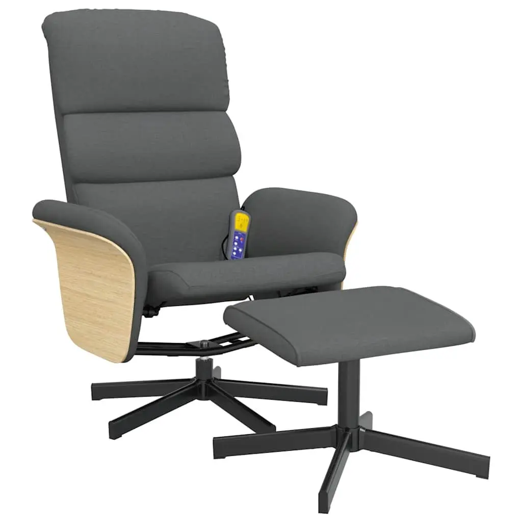 Massage Recliner Chair Vibration Therapy Adjustable Dark Grey with Footstool