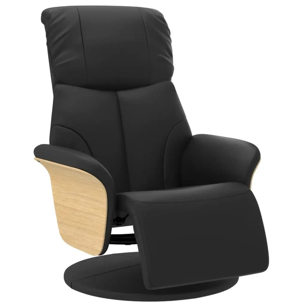 Recliner Chair Manual Adjustment Swivel 360 Degree Black Faux Leather