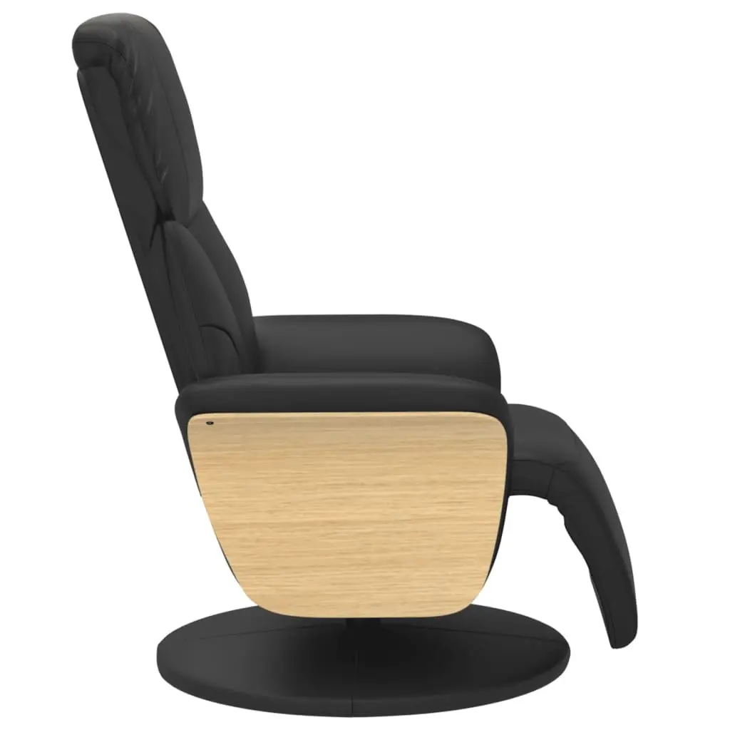 Recliner Chair Manual Adjustment Swivel 360 Degree Black Faux Leather