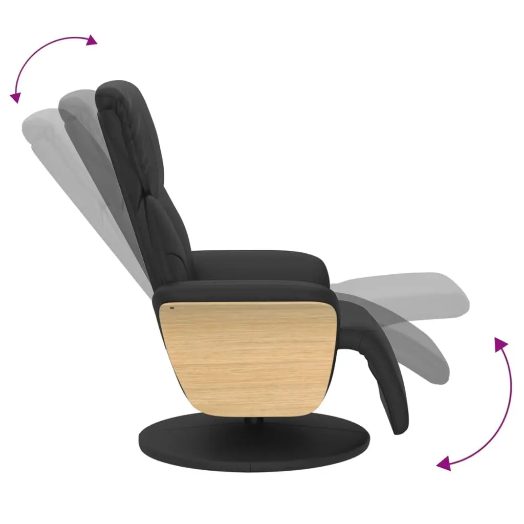 Recliner Chair Manual Adjustment Swivel 360 Degree Black Faux Leather