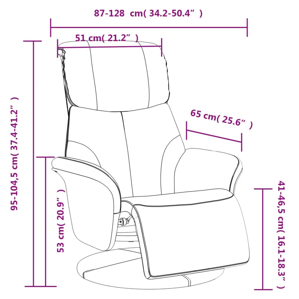 Recliner Chair Manual Adjustment Swivel 360 Degree Black Faux Leather