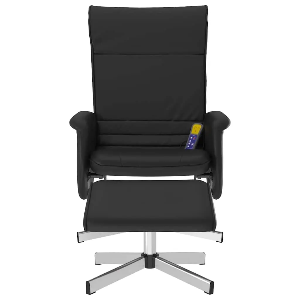 Massage Recliner Chair with Footstool Swivel Armchair Faux Leather Black