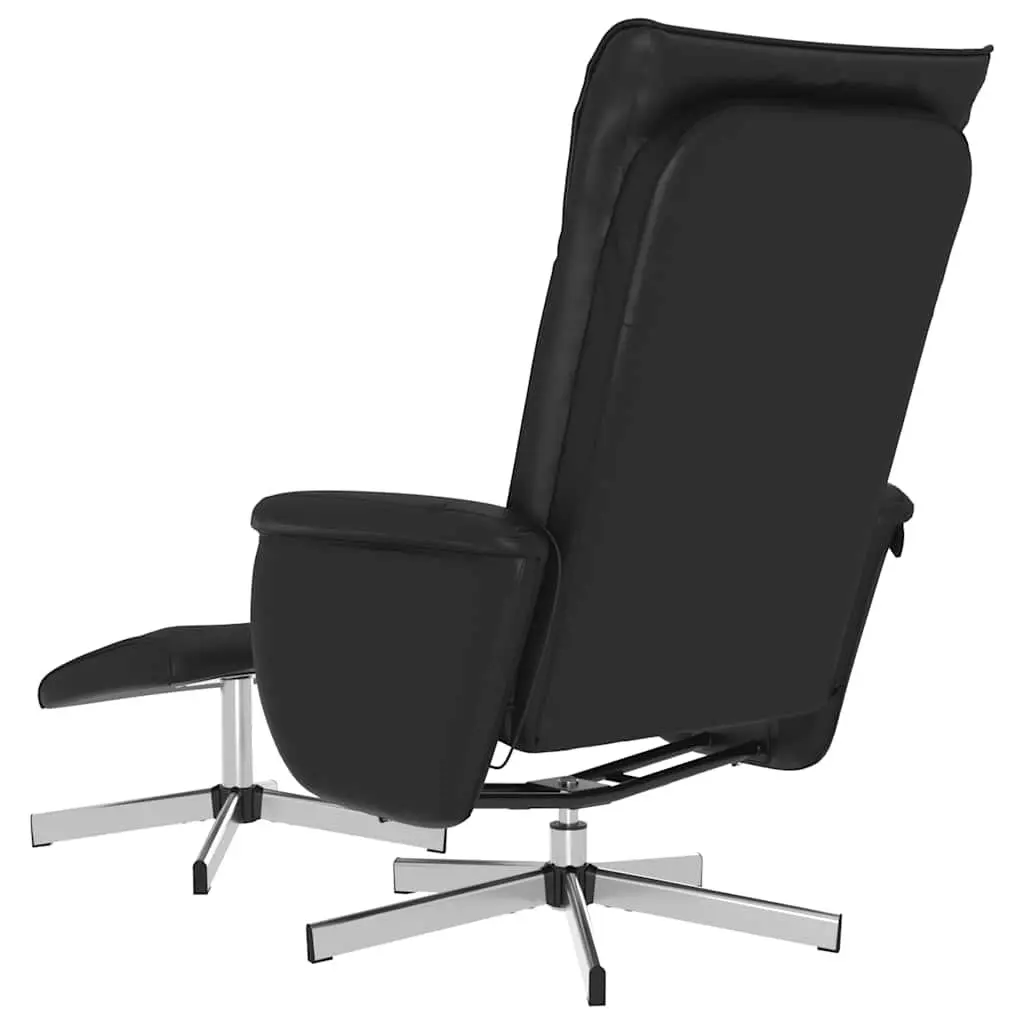 Massage Recliner Chair with Footstool Swivel Armchair Faux Leather Black