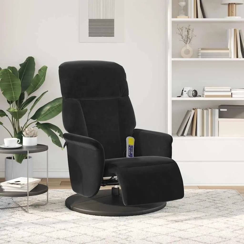 Massage Recliner Chair Adjustable Backrest Footrest 360 Swivel Black Velvet