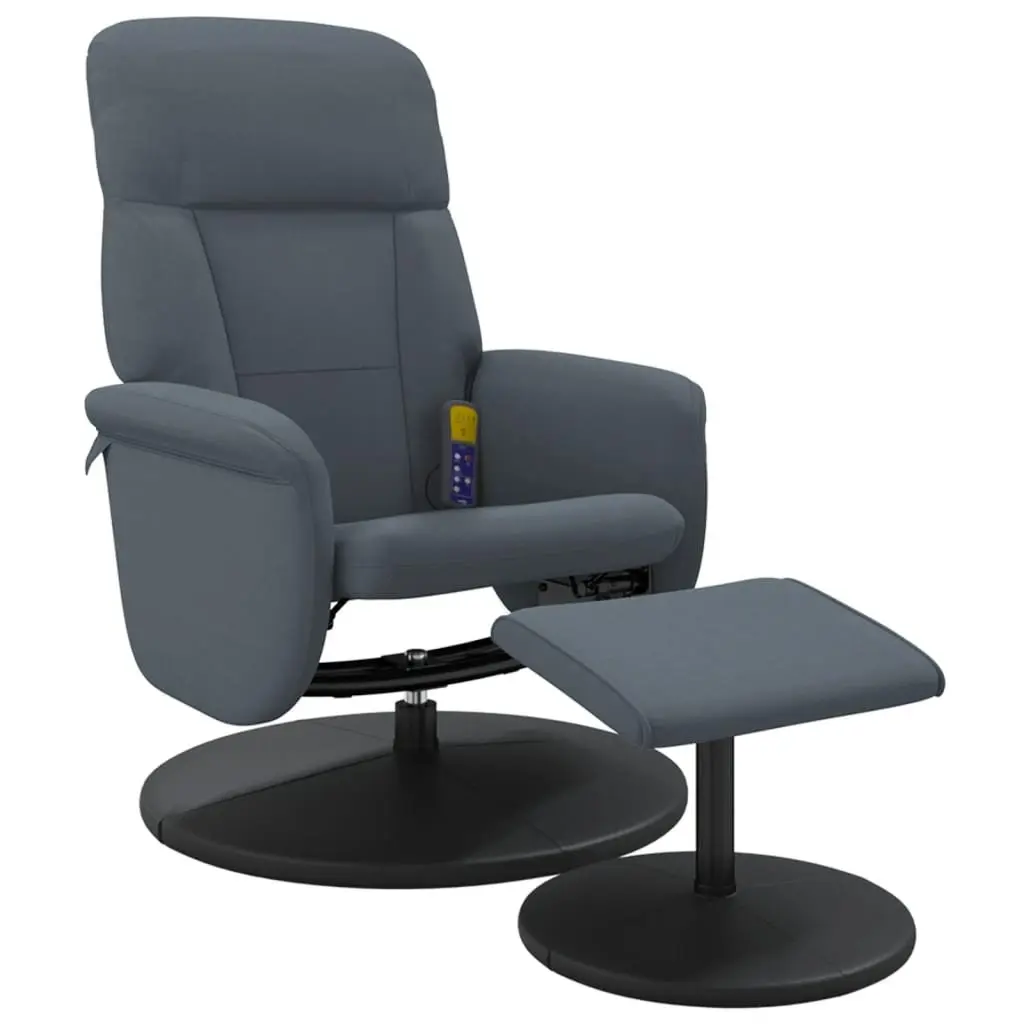 Massage Recliner Chair Vibration Function 360 Swivel Dark Grey Velvet with Footstool