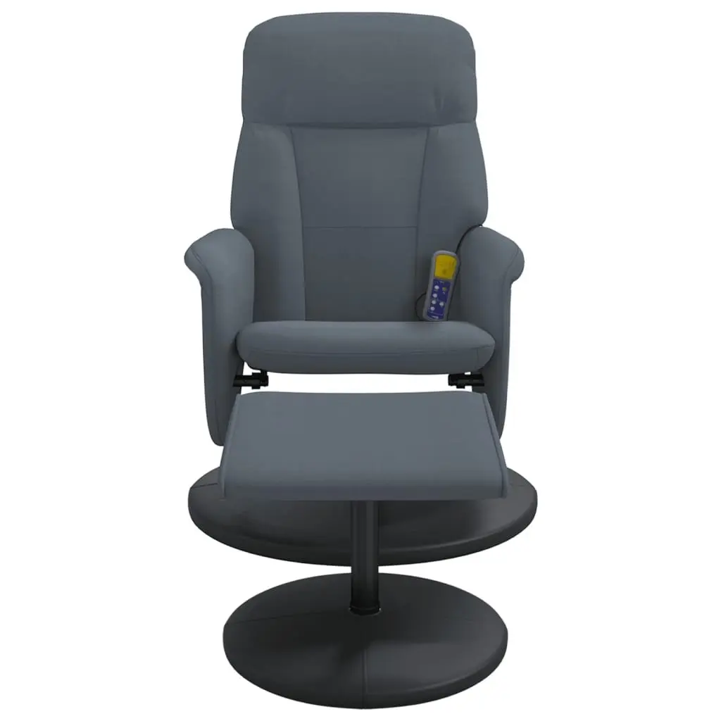 Massage Recliner Chair Vibration Function 360 Swivel Dark Grey Velvet with Footstool
