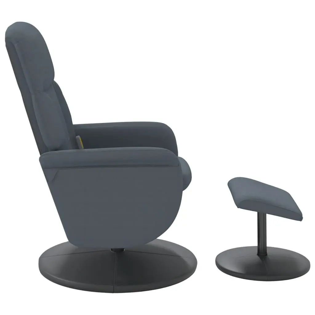 Massage Recliner Chair Vibration Function 360 Swivel Dark Grey Velvet with Footstool