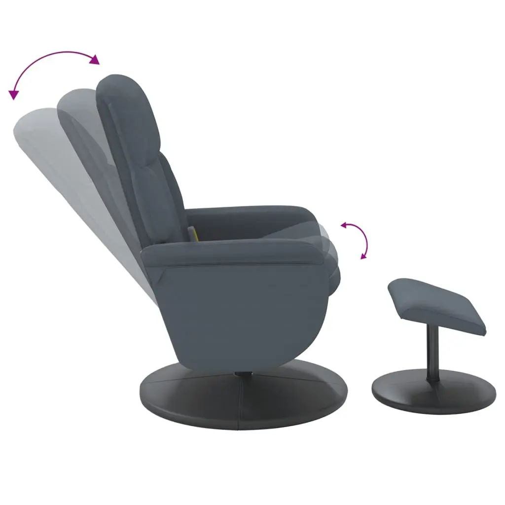 Massage Recliner Chair Vibration Function 360 Swivel Dark Grey Velvet with Footstool