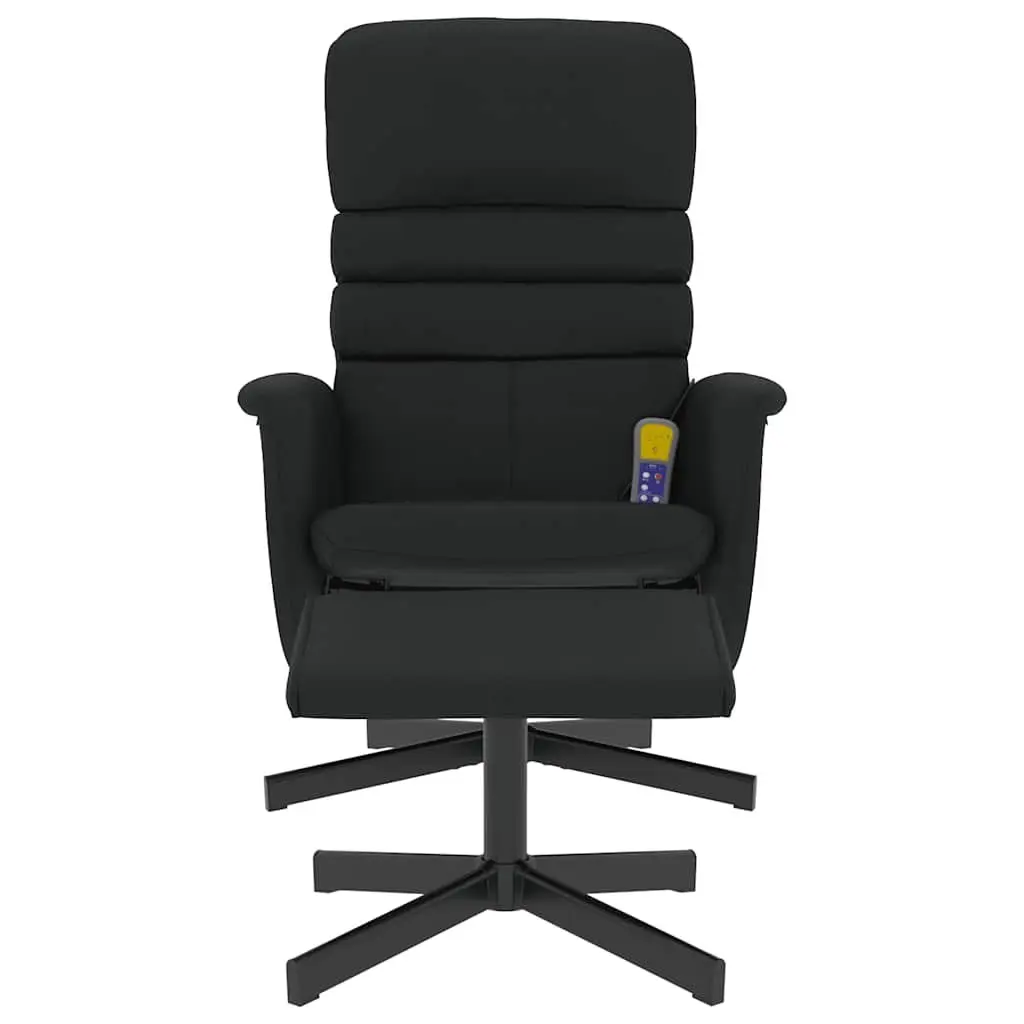 Massage Recliner Chair Vibration Massage 360 Degree Swivel Black Faux Leather with Footstool