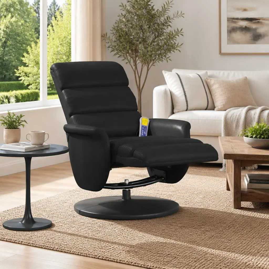 Massage Recliner Chair Vibration 360 Swivel Black