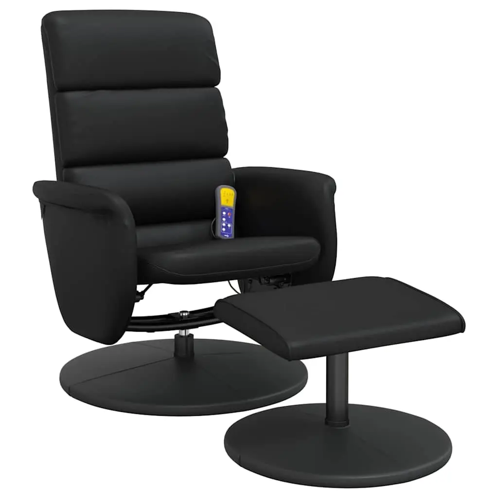 Massage Recliner Chair with Footstool Swivel Armchair Faux Leather Lounge Seat