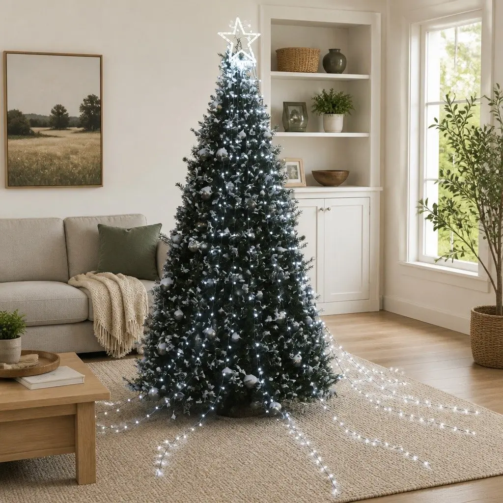 Christmas Tree Light 320 LEDs Cold White 375 cm Waterproof Indoor Outdoor