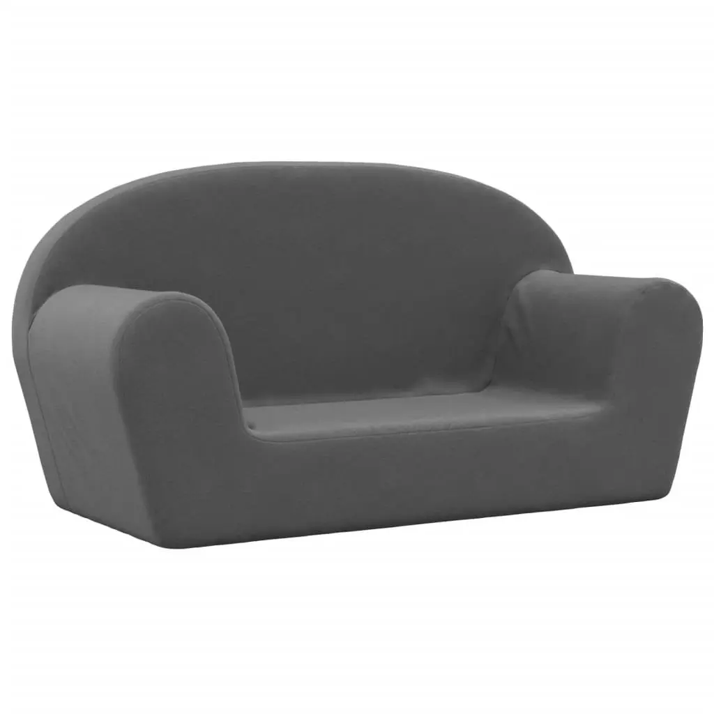 Kids Sofa 2-Seater Soft Plush Couch Anthracite Children's Lounge Chair