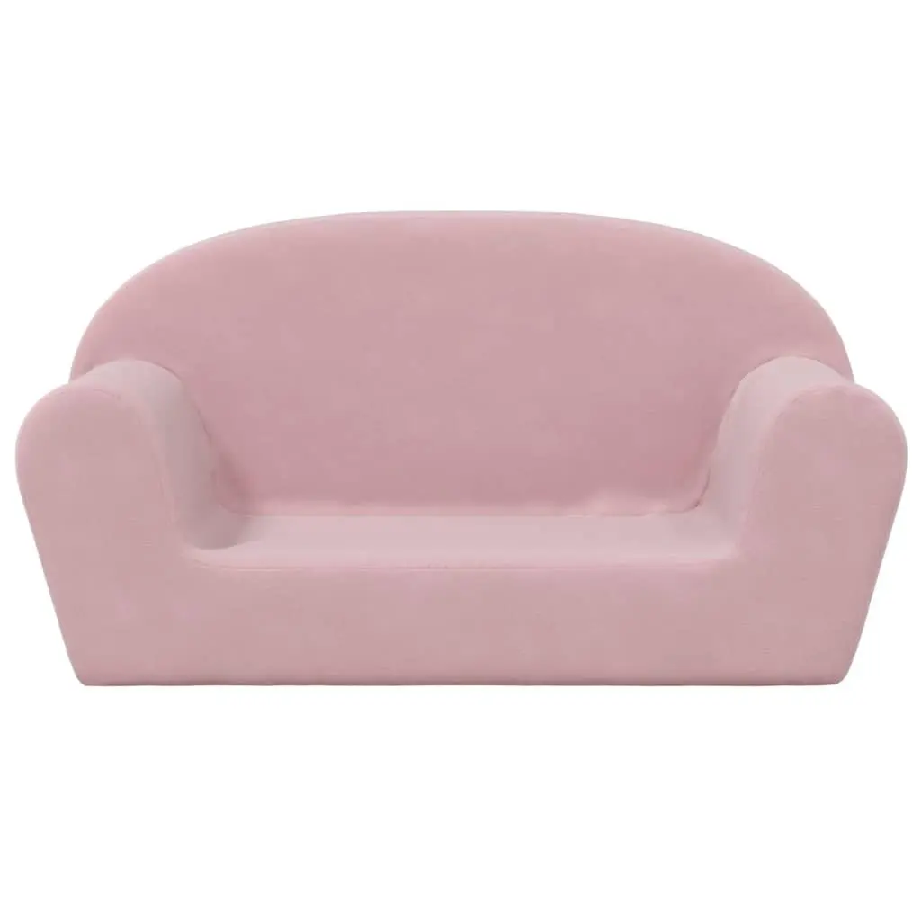 Kids' Sofa 2-Seater Pink Soft Plush Children's Couch Furniture Removable Cover