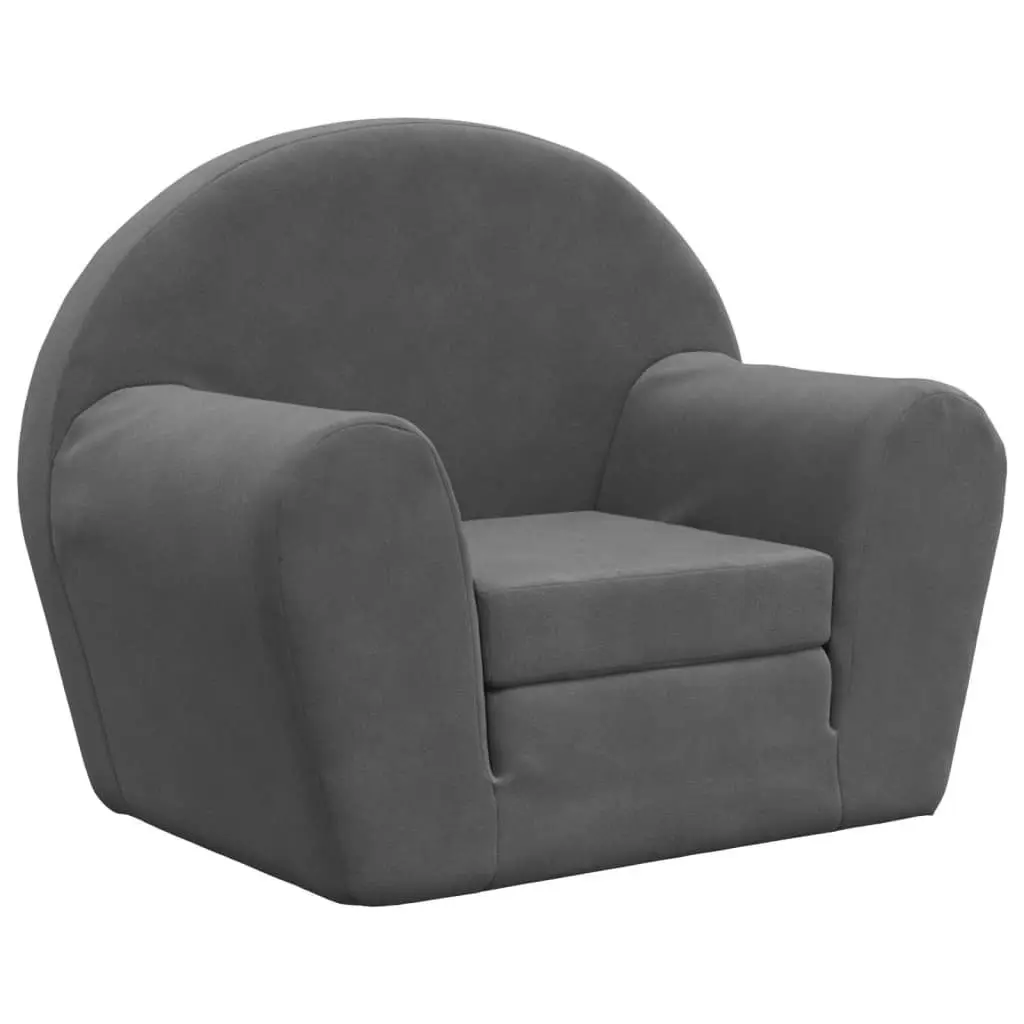 Kids Sofa Bed 2-in-1 Foldable Mini Bed Anthracite Soft Plush